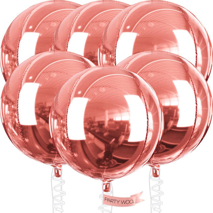 Rose Gold Foil Balloons 6pcs Large Round Giant Jumbo 4D Balloons