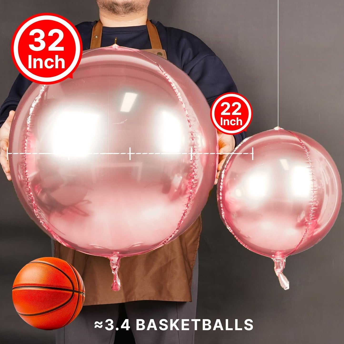 Rose Gold Foil Balloons 6pcs Large Round Giant Jumbo 4D Balloons