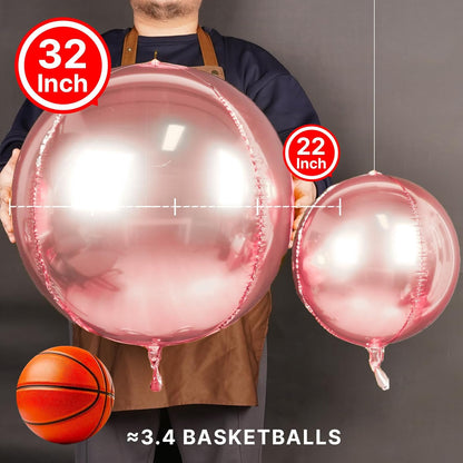 Rose Gold Foil Balloons 6pcs Large Round Giant Jumbo 4D Balloons