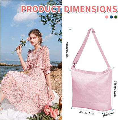 Women's blank large Size Canvas Crossbody Tote Handbags Shoulder Bag Hobo Casual Tote Diy/gifts