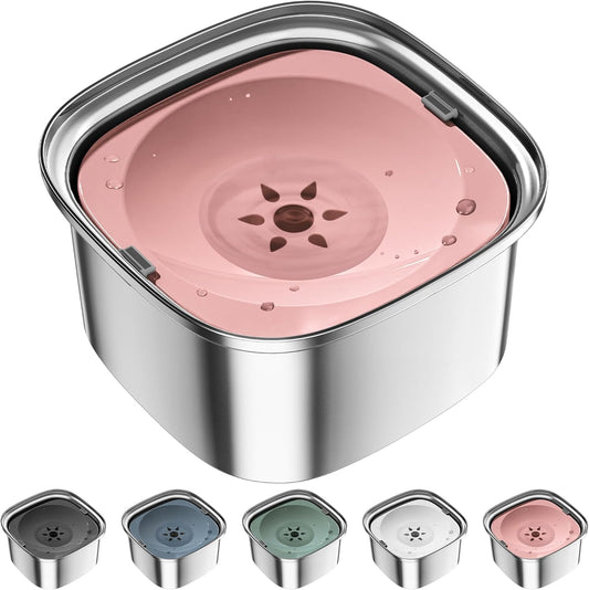 3L Dog Water Bowl 101oz Stainless Steel No Spill Large Capacity Dog Food Water Bowl Slow Water Feeder, Spill Proof Pet Water Dispenser Vehicle Carried Travel Water Bowls
