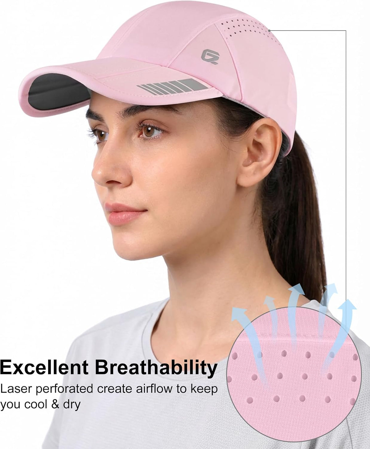 UPF 50+ Foldable Sport Cap, Breathable and Reflective, Unisex Design for Golf, Tennis, Running and Travel