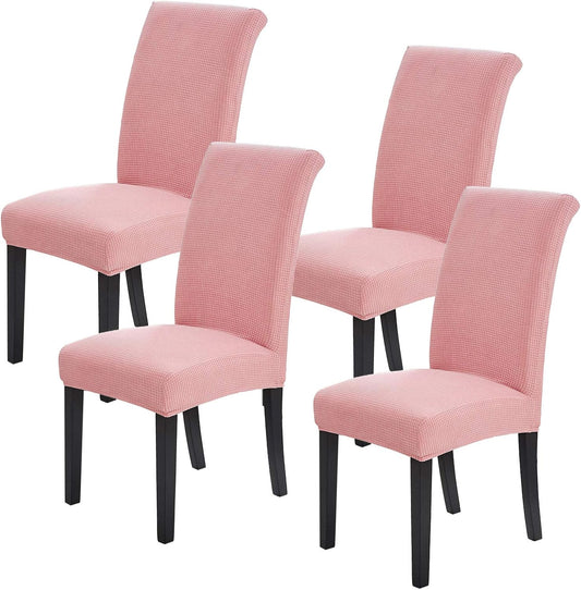 Chair Covers for Dining Room Set of 4, Dining Chair Slipcovers Stretch Dining Room Chair Covers Seat Protector,Washable Parsons Chair Cover for Home,Banquet(Dusty Pink,4 Pack)