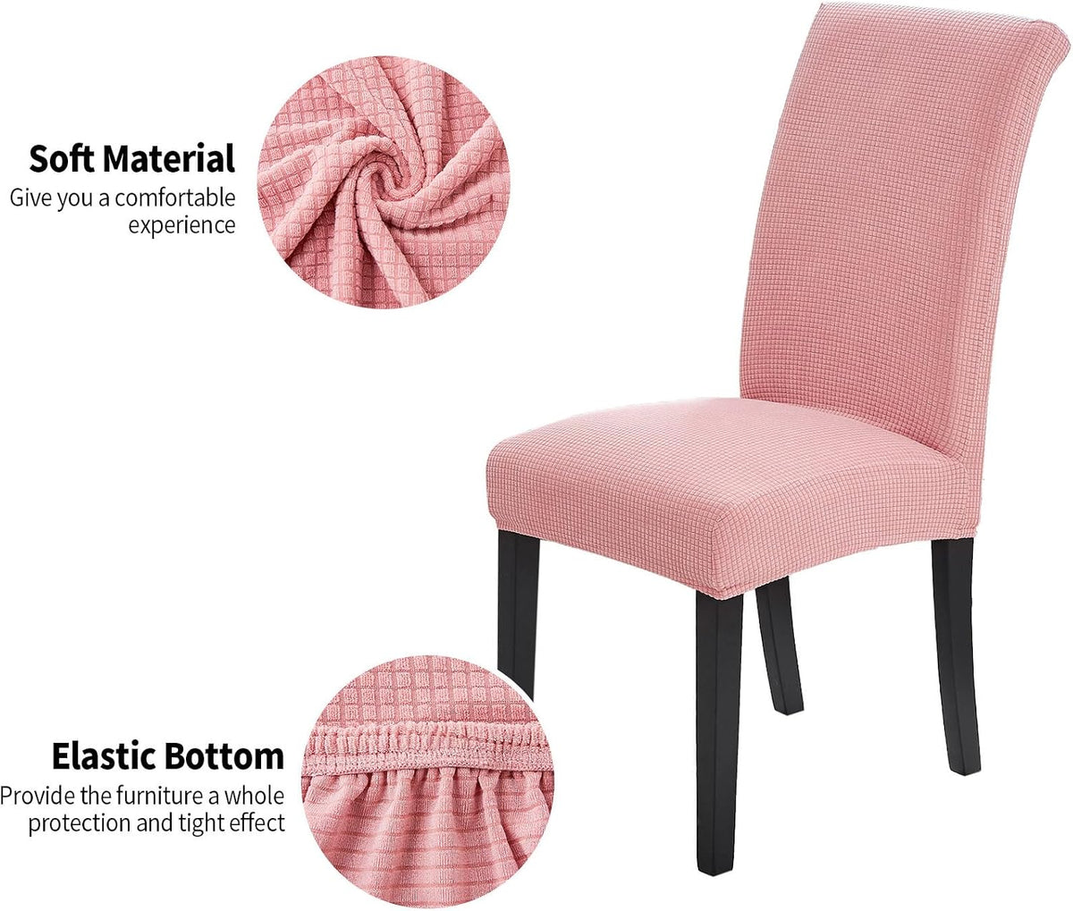 Chair Covers for Dining Room Set of 4, Dining Chair Slipcovers Stretch Dining Room Chair Covers Seat Protector,Washable Parsons Chair Cover for Home,Banquet(Dusty Pink,4 Pack)