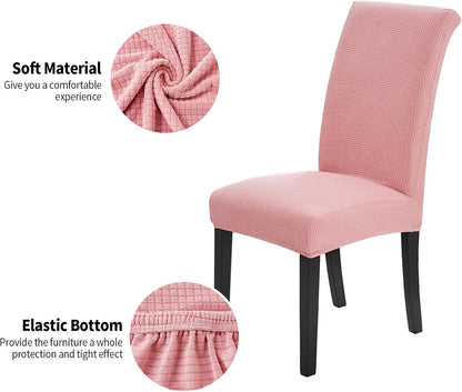Chair Covers for Dining Room Set of 4, Dining Chair Slipcovers Stretch Dining Room Chair Covers Seat Protector,Washable Parsons Chair Cover for Home,Banquet(Dusty Pink,4 Pack)