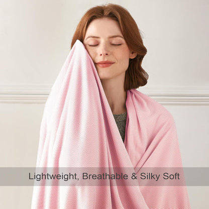 Cooling Blanket for Hot Sleepers,Lightweight Summer Cold Thin Blanket for Night Sweats and Hot Flashes,Breathable Soft Blanket for Bed Couch Sofa,(Pink,50x60 inches)