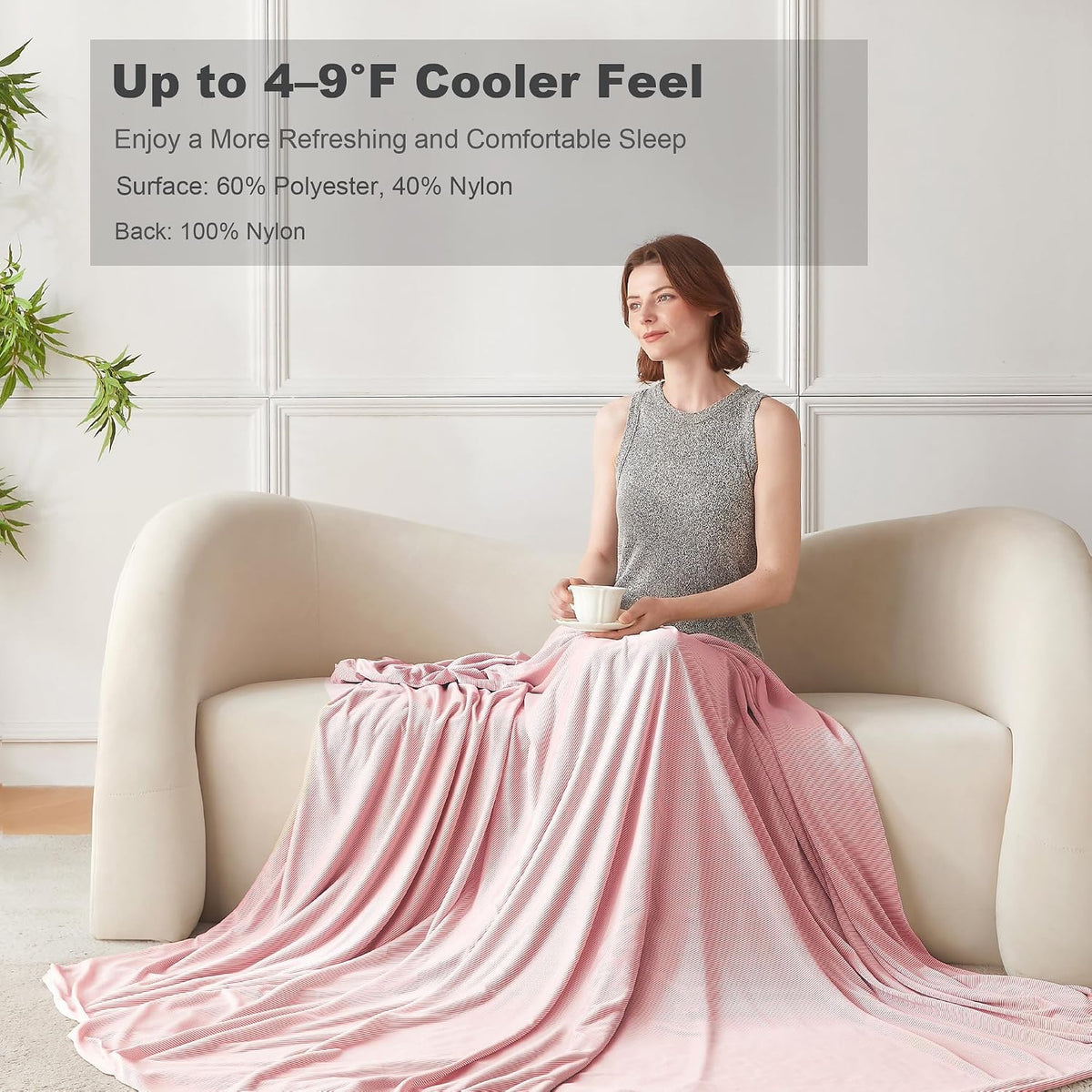 Cooling Blanket for Hot Sleepers,Lightweight Summer Cold Thin Blanket for Night Sweats and Hot Flashes,Breathable Soft Blanket for Bed Couch Sofa,(Pink,50x60 inches)