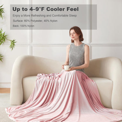 Cooling Blanket for Hot Sleepers,Lightweight Summer Cold Thin Blanket for Night Sweats and Hot Flashes,Breathable Soft Blanket for Bed Couch Sofa,(Pink,50x60 inches)