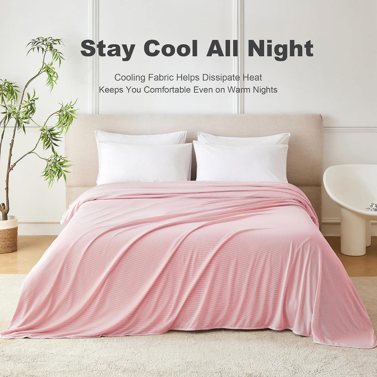 Cooling Blanket for Hot Sleepers,Lightweight Summer Cold Thin Blanket for Night Sweats and Hot Flashes,Breathable Soft Blanket for Bed Couch Sofa,(Pink,50x60 inches)