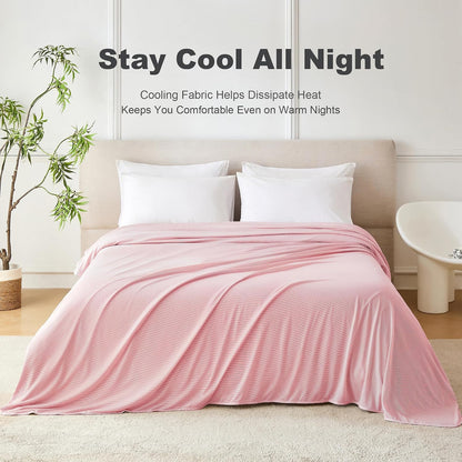 Cooling Blanket for Hot Sleepers,Lightweight Summer Cold Thin Blanket for Night Sweats and Hot Flashes,Breathable Soft Blanket for Bed Couch Sofa,(Pink,50x60 inches)