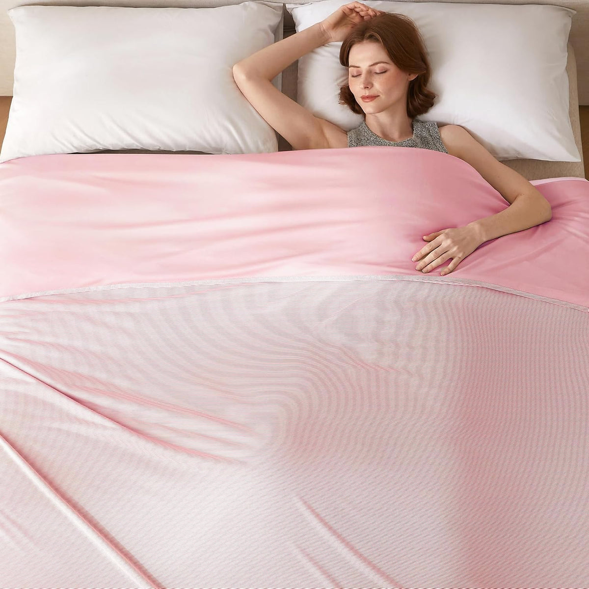 Cooling Blanket for Hot Sleepers,Lightweight Summer Cold Thin Blanket for Night Sweats and Hot Flashes,Breathable Soft Blanket for Bed Couch Sofa,(Pink,50x60 inches)