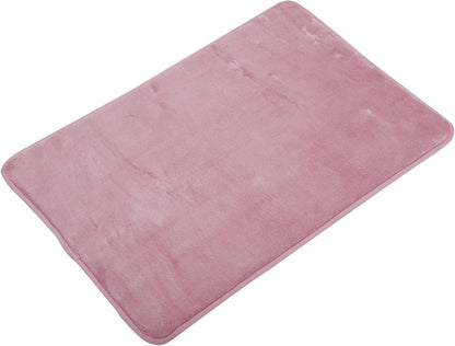 Solid Color Pattern Bathroom Rugs, Polyester Bath Mat, Machine Washable Pink 60x40cm