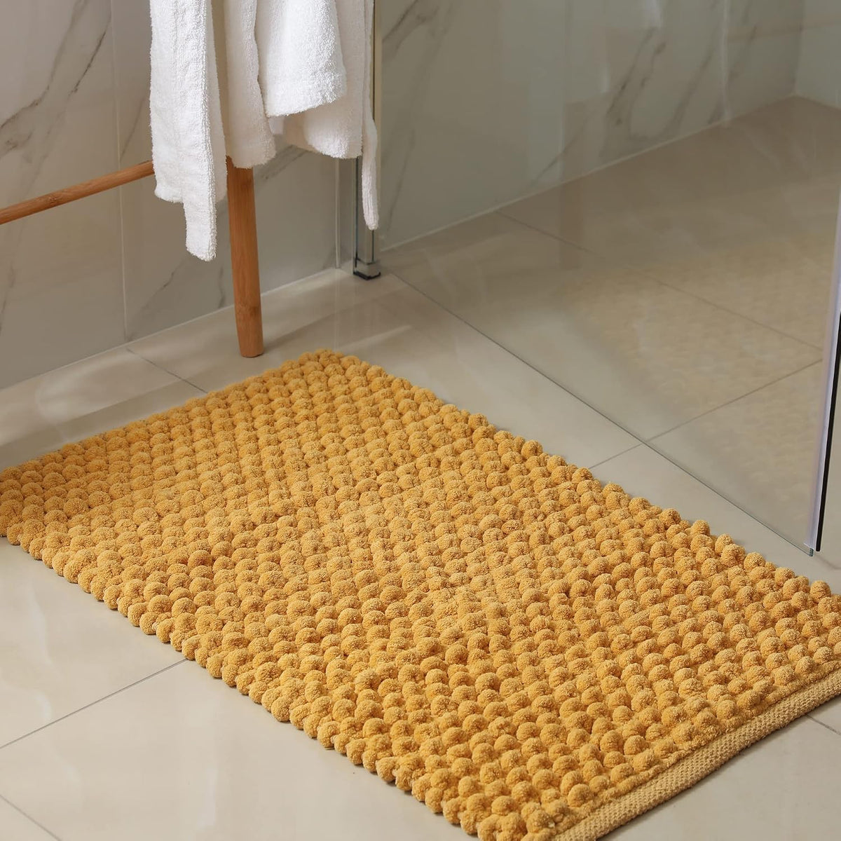 Solid Color Pattern Bathroom Rugs, Polyester Bath Mat, Machine Washable Pink 60x40cm