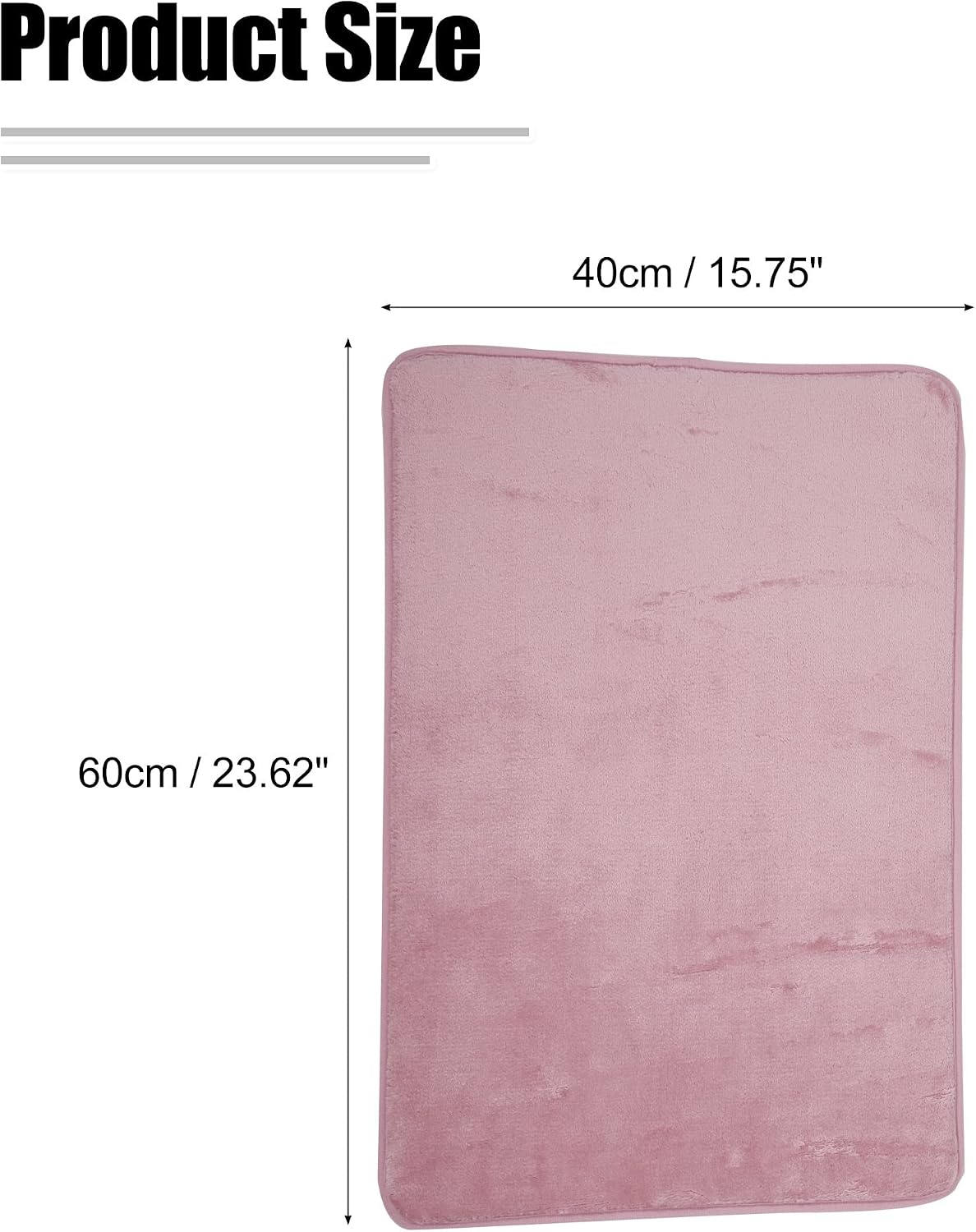 Solid Color Pattern Bathroom Rugs, Polyester Bath Mat, Machine Washable Pink 60x40cm