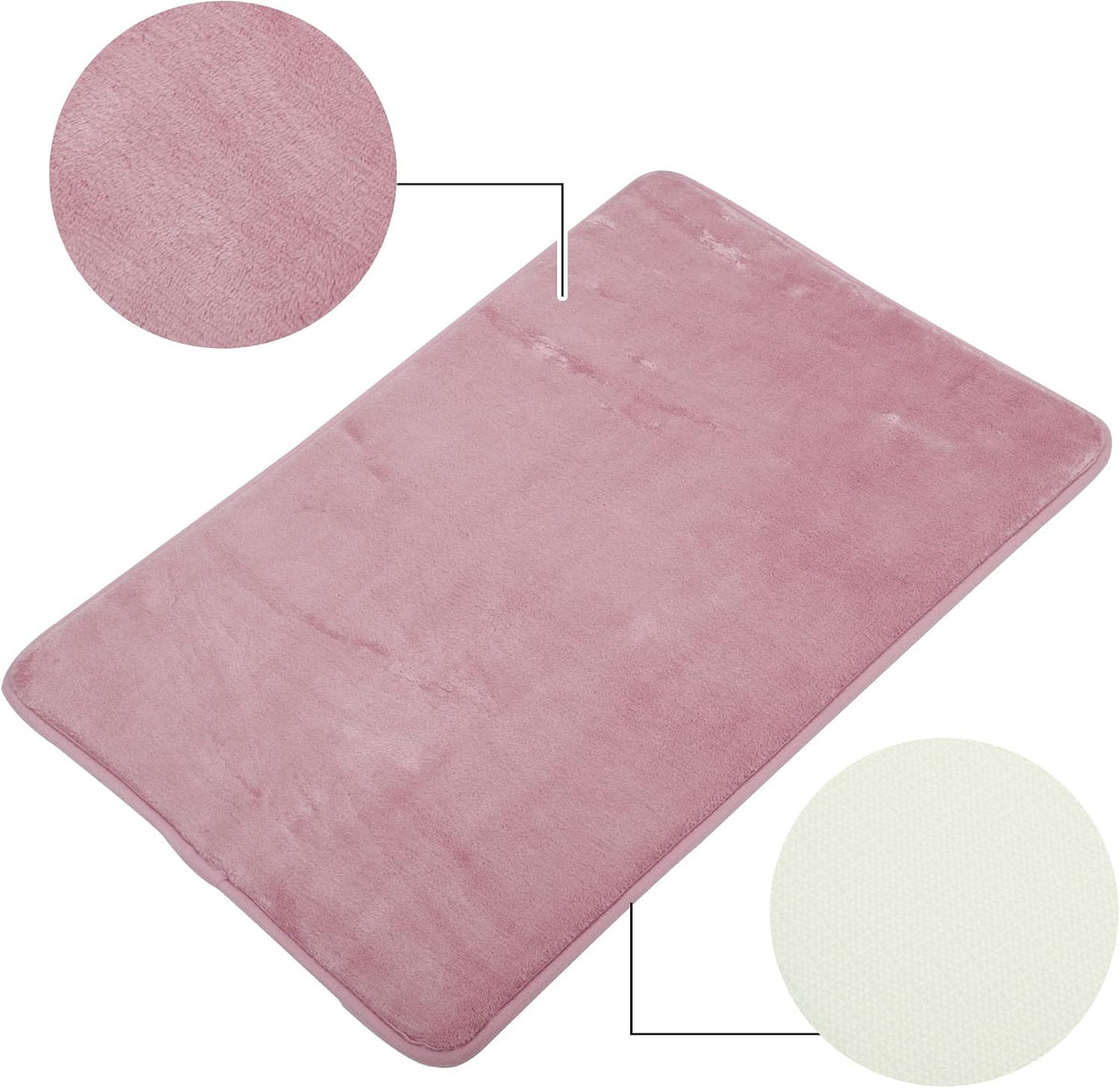 Solid Color Pattern Bathroom Rugs, Polyester Bath Mat, Machine Washable Pink 60x40cm