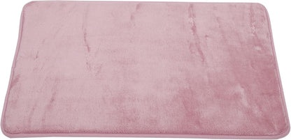 Solid Color Pattern Bathroom Rugs, Polyester Bath Mat, Machine Washable Pink 60x40cm