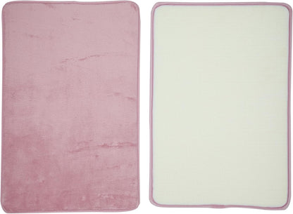 Solid Color Pattern Bathroom Rugs, Polyester Bath Mat, Machine Washable Pink 60x40cm