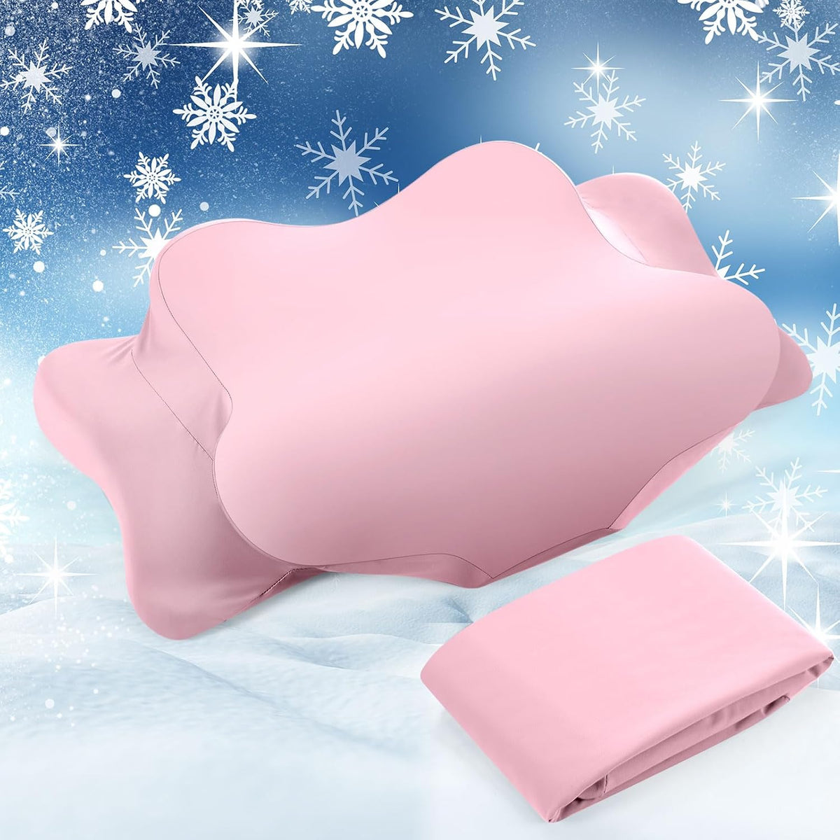 Cooling Cervical Neck Pillowcase,Pink,Standard Size