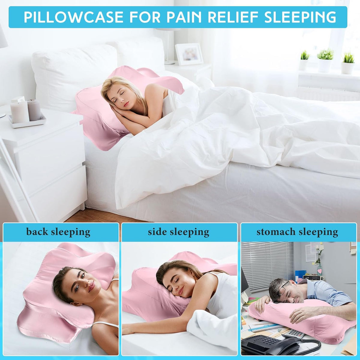 Cooling Cervical Neck Pillowcase,Pink,Standard Size