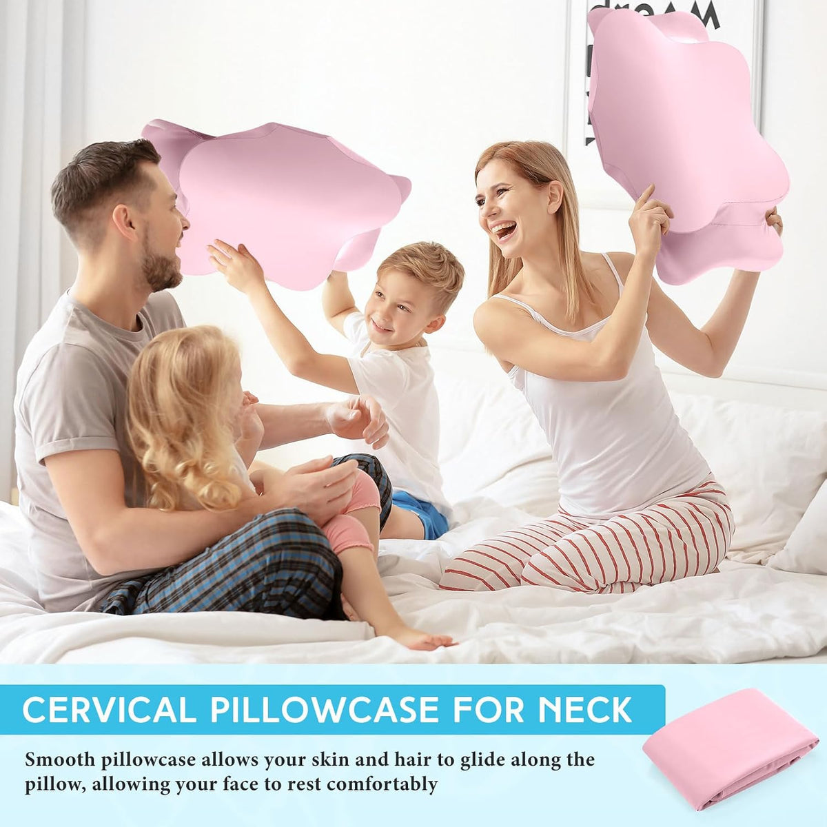 Cooling Cervical Neck Pillowcase,Pink,Standard Size