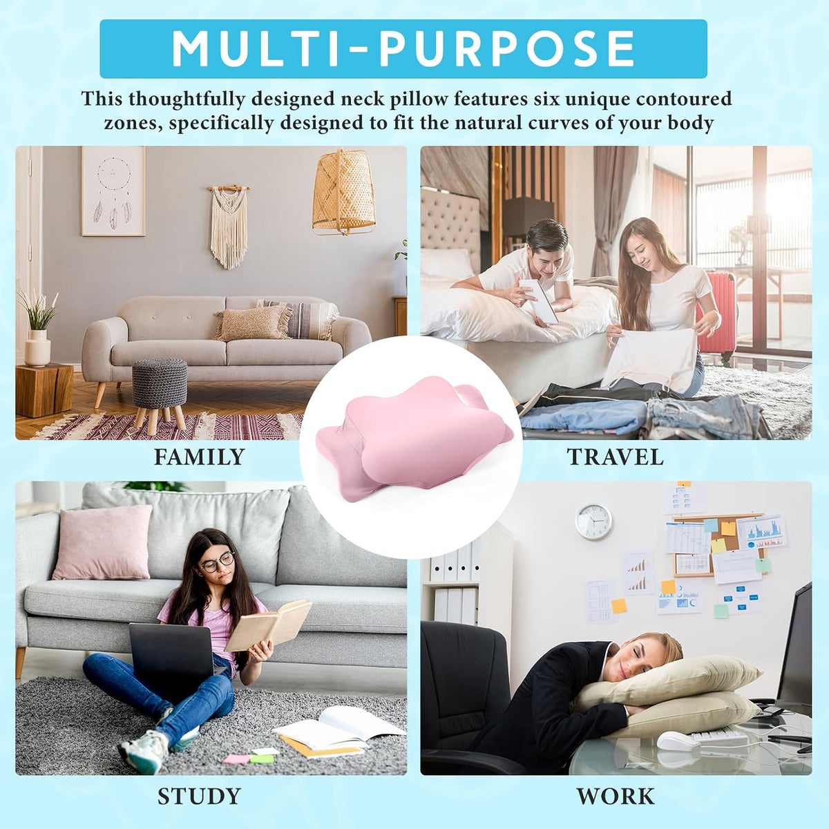 Cooling Cervical Neck Pillowcase,Pink,Standard Size