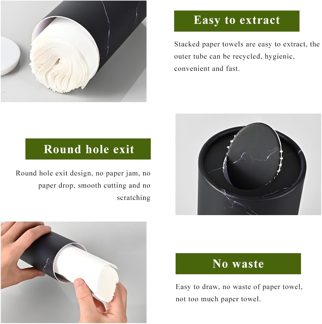 4 PCS Car Tissue Holder, Refillable Auto Cup Holder Round Napkin Container with Facial Tissues, Portable Tissue Box Paper Towel Cylinder for Most Vehicles, Car Accessories (Marble Pink)