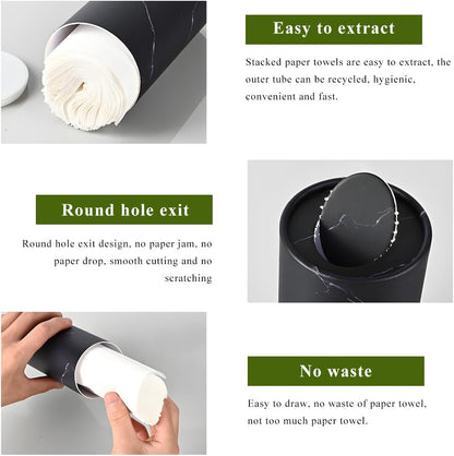 4 PCS Car Tissue Holder, Refillable Auto Cup Holder Round Napkin Container with Facial Tissues, Portable Tissue Box Paper Towel Cylinder for Most Vehicles, Car Accessories (Marble Pink)