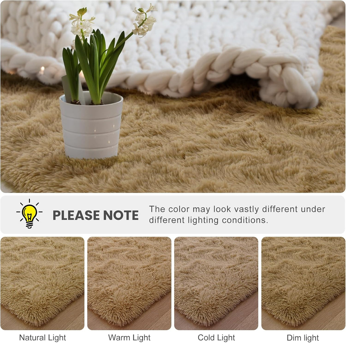 Fluffy Area Rugs for Bedroom Decor Aesthetic, 3x5 Beige Shag Rug with Non-Slip Dots for Living Room, Fuzzy Plush Carpet Washable Rug Modern Home Decor for Kids Nursery Girls Room Office