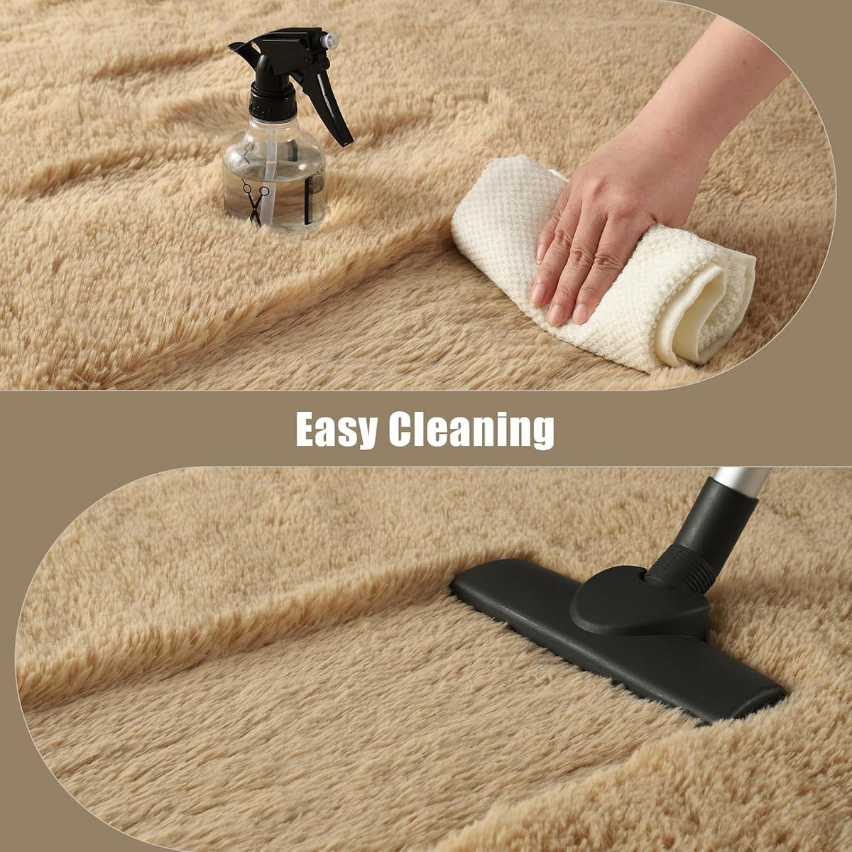Fluffy Area Rugs for Bedroom Decor Aesthetic, 3x5 Beige Shag Rug with Non-Slip Dots for Living Room, Fuzzy Plush Carpet Washable Rug Modern Home Decor for Kids Nursery Girls Room Office