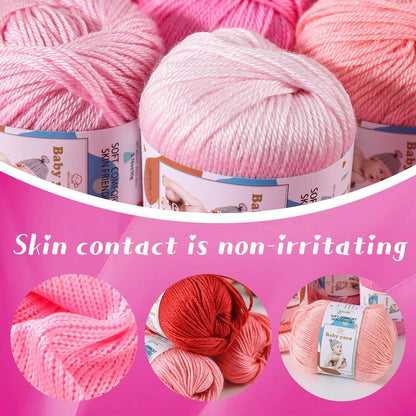 Merino Wool Blend Baby Yarn - Soft Feel Crochet Yarn for Beginners & Newborns - 50g/160 Yards per Ball (2-Ball Pack) (Peach Pink)