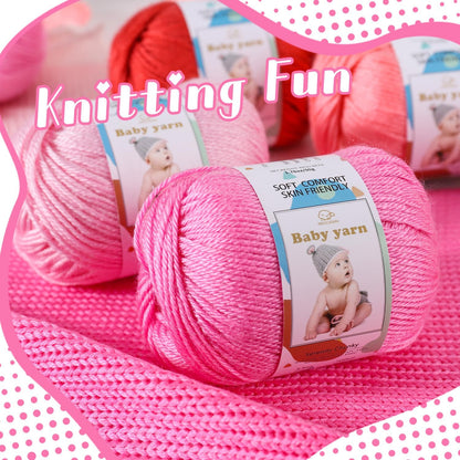 Merino Wool Blend Baby Yarn - Soft Feel Crochet Yarn for Beginners & Newborns - 50g/160 Yards per Ball (2-Ball Pack) (Peach Pink)