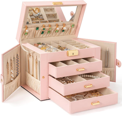 4-Tier Jewelry Box 3 Drawers Jewelry Storage Organizer Large