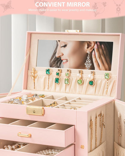 4-Tier Jewelry Box 3 Drawers Jewelry Storage Organizer Large