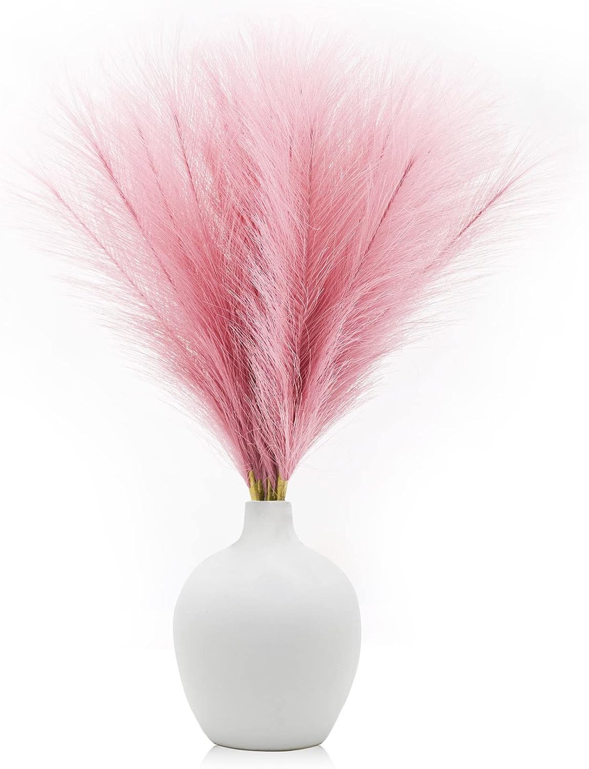 Faux Pampas Grass Small Artificial Pampas Grass 6 Stems 17.7" Pink Fluffy Fake Pompous Plant Floral Arrangements for Home Boho Wedding Decor