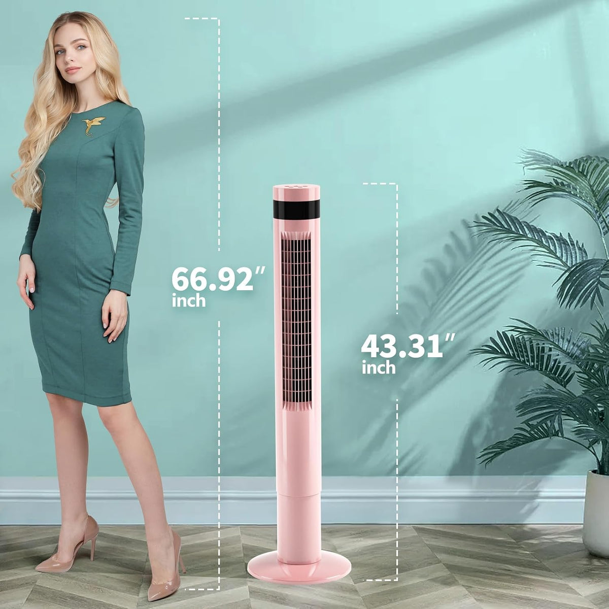 Tower Fan Portable Electric Oscillating Fan (43 inch, Pink)