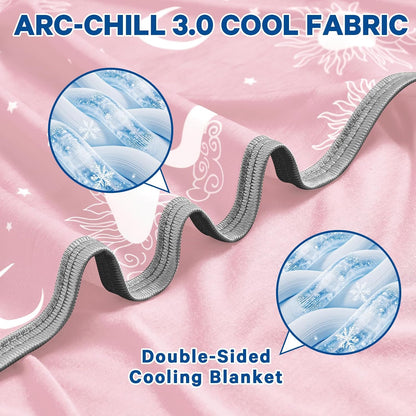 Cooling Blanket Queen Size (90"x90") - Double Sided Cooling Blankets for Hot Sleepers, Cool Soft Lightweight Summer Blanket for Sofa Bed Couch, Travel, House Warming Gifts New Home Rose Pink