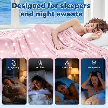 Cooling Blanket Queen Size (90"x90") - Double Sided Cooling Blankets for Hot Sleepers, Cool Soft Lightweight Summer Blanket for Sofa Bed Couch, Travel, House Warming Gifts New Home Rose Pink