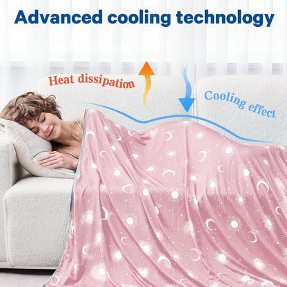 Cooling Blanket Queen Size (90"x90") - Double Sided Cooling Blankets for Hot Sleepers, Cool Soft Lightweight Summer Blanket for Sofa Bed Couch, Travel, House Warming Gifts New Home Rose Pink