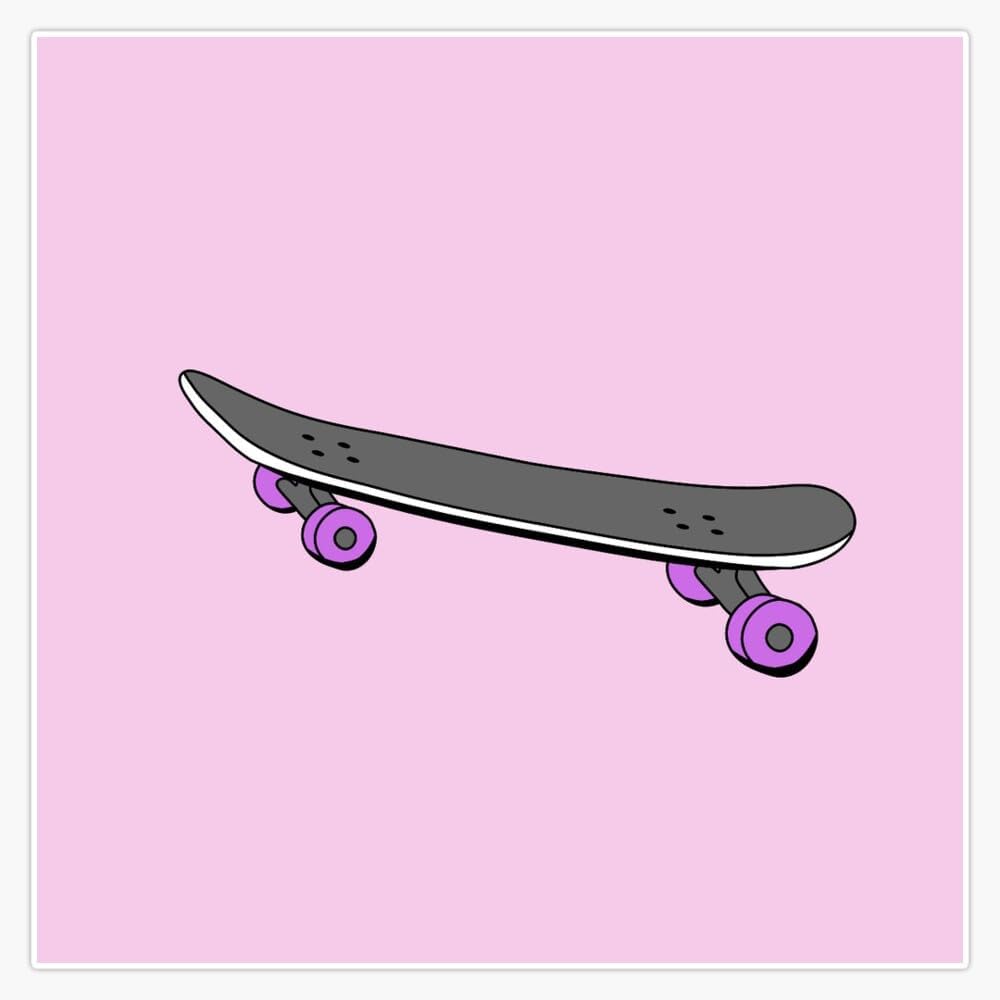 Baby Pink Skateboard Print Sticker Decal Laptop Car Window Vinyl 5"