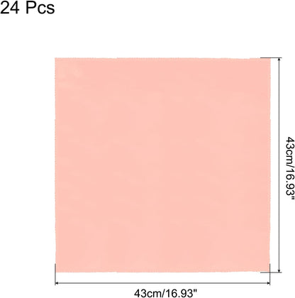24pcs Peach Satin Table Napkins Polyester Square Bright Table Napkin Fabric Table Napkin for Event Wedding Party Table Decoration, 17 x 17 Inch