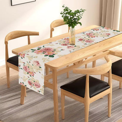 Spring Pink Peony Table Runner 13x72 Inch Spring Pink and Yellow Flowers Kitchen Dinning Table Decoration for Indoor Outdoor Home Party Décor