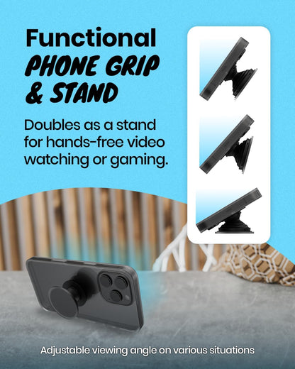On The Grip Universal Phone Grip & Stand, Genuine Natural Gemstone/Seashell, Strong Adhesive Finger Holder, Collapsible Socket for iPhone, Samsung Galaxy, Kindle and Tablets (Peach)
