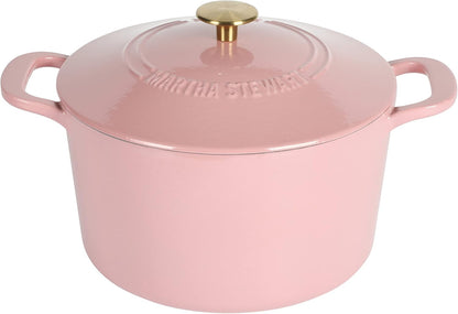 Gatwick 7-Quart Enamel Cast Iron Dutch Oven Pot with Lid – Pink – Heavy-Duty Dutch Oven for Slow Cooking, Braising & Baking