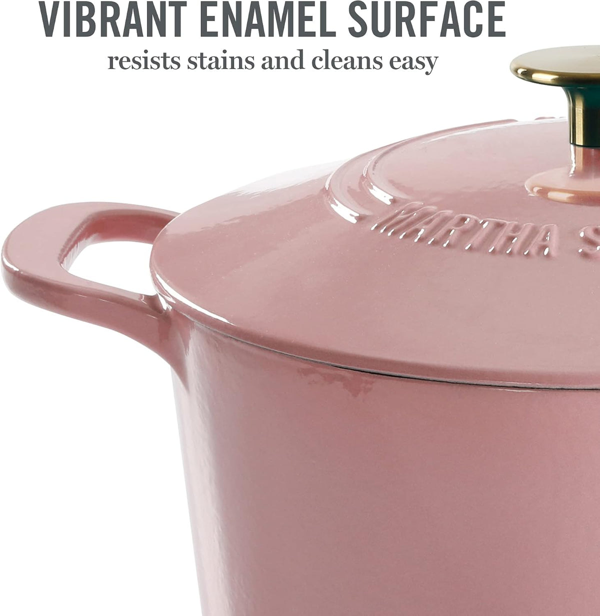 Gatwick 7-Quart Enamel Cast Iron Dutch Oven Pot with Lid – Pink – Heavy-Duty Dutch Oven for Slow Cooking, Braising & Baking