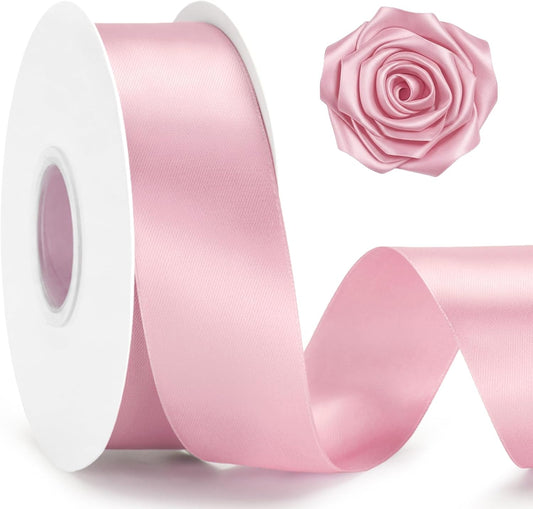Double Faced Blush Pink Satin Ribbon - 1-1/2 Inch x 50 Yards | Gift Wrapping Ribbon for Crafts Roses Making Bouquets Bows Wedding Bridal Shower Baby Shower Birthday Easter Christmas Decor