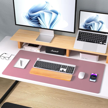 Aothia Leather Desk Pad Protector, Mouse Pad, Office Desk Mat,Non-Slip PU Leather Desk Blotter, Laptop Desk Pad, Waterproof Desk Writing Pad for Office and Home (Dark Pink, 23.6" x 13.7")