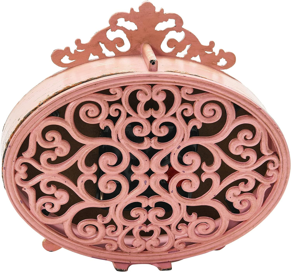 Distressed Pewter Mantel Clock, Pink