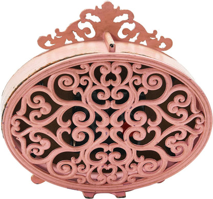 Distressed Pewter Mantel Clock, Pink