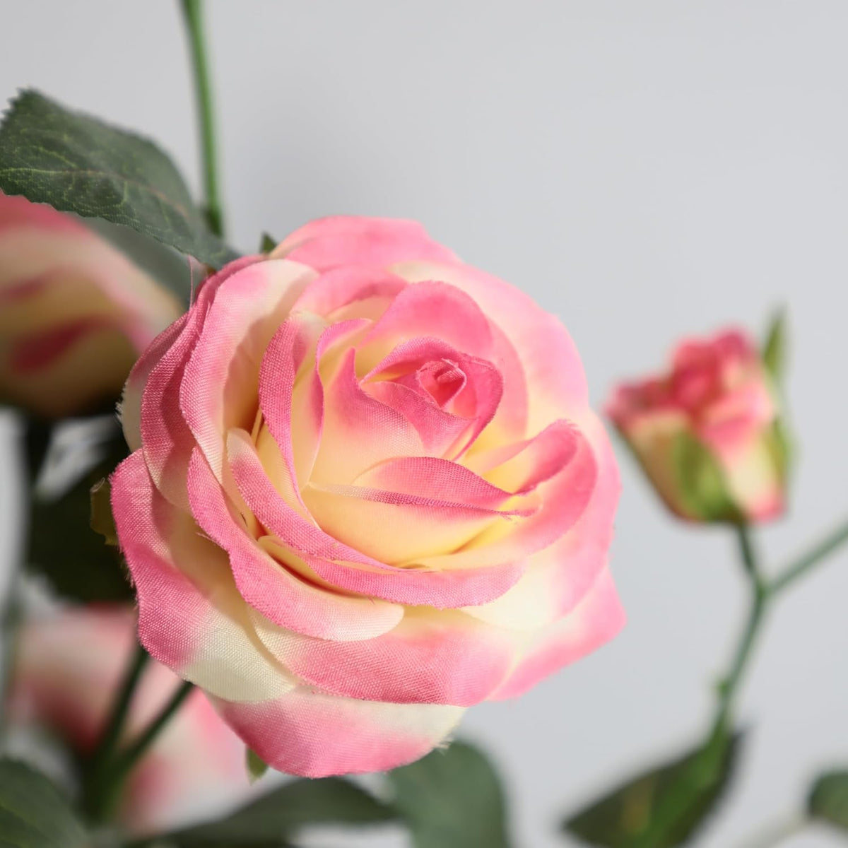 2Pcs Artificial Rose Plants 25'' Fake Silk Rose Flower Trees for Home Decor