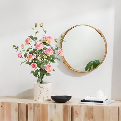 2Pcs Artificial Rose Plants 25'' Fake Silk Rose Flower Trees for Home Decor